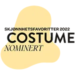 Badge showing Costume Skjønnhetsfavoritter 2022 nomination with stylised graphic background.