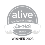 Alive Consumer Choice Awards silver winner badge, labeled “Winner 2023.”