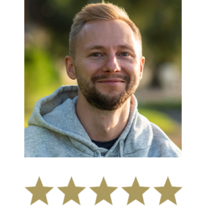 Man displayed with five stars underneath.