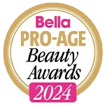 Badge showing Bella Pro-Age Beauty Awards 2024 recognition.