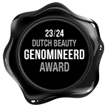 Black seal showing Dutch Beauty Award 2023–2024 nomination.
