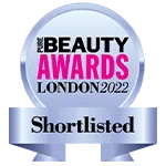 Badge showing Pure Beauty Awards London 2022 shortlisted.