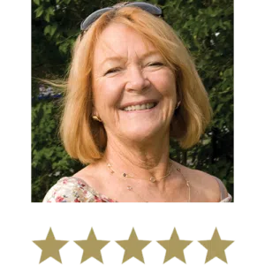 Melissa Dream™ 11 Woman smiling in nature with five stars beneath