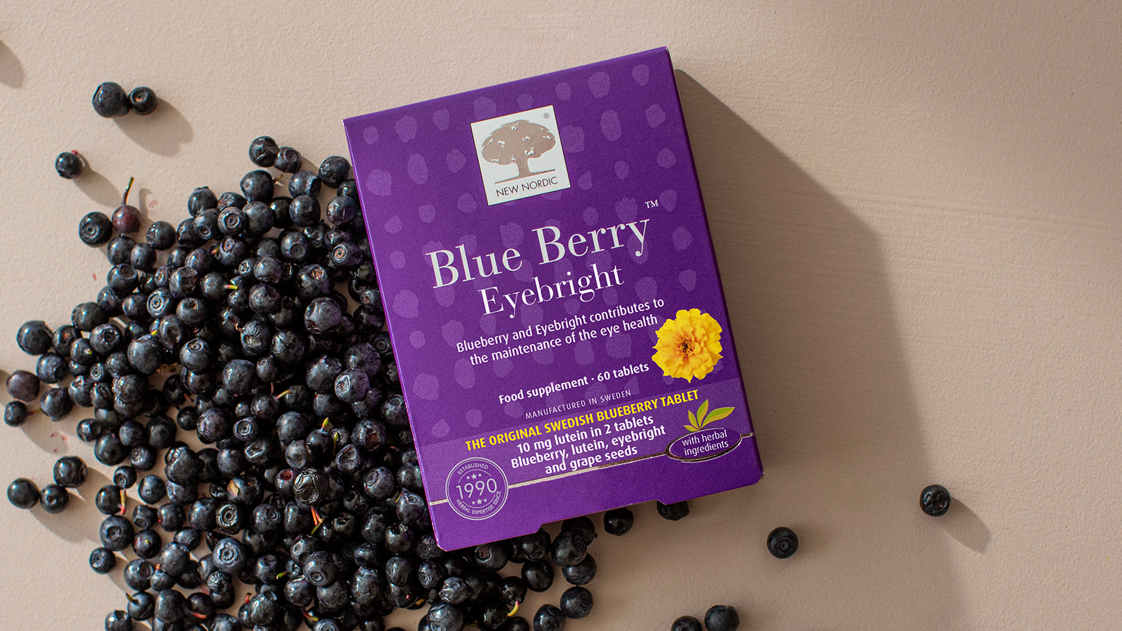 Eye supplement to keep your Eyes healthy for years to come - The original Blue Berry™ Goodness 5 New Nordic Blue Berry™ Eyebright with blueberries, helps maintain healthy eyes and vision.