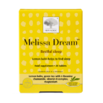 New Nordic Melissa Dream™ tablets help maintain restful sleep, normal nervous system and psychological function, with lemon balm, chamomile, green tea, B vitamins, and magnesium. Image of product.