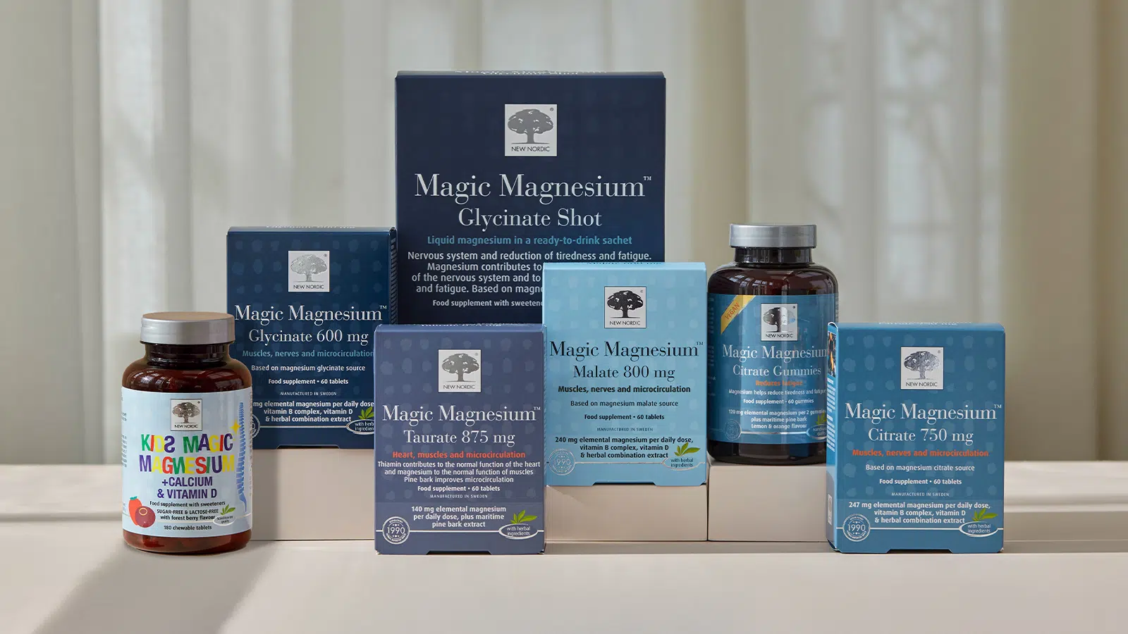 Home 26 A wide range of products from the New Nordic Magic Magnesium™ series.