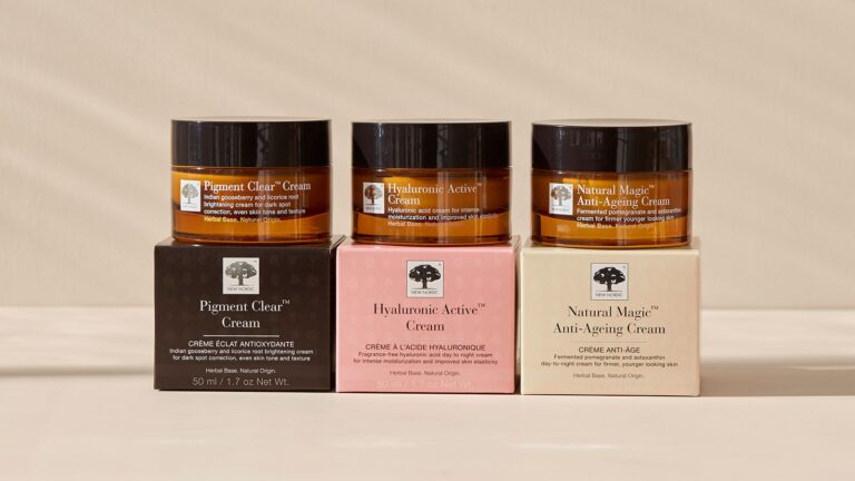 Natural Magic⢠Intense Marine Mask 11 3 different kind of skin care cream products. Both boxes and glasses.